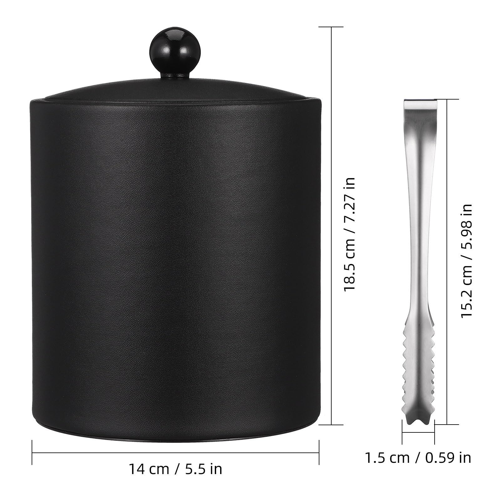 1pieza Cubitera de Acero Inoxidable Reforzado para Hielo y Enfriamiento de Botellas con Pinzas para Vino Cerveza y Cocktails Negro