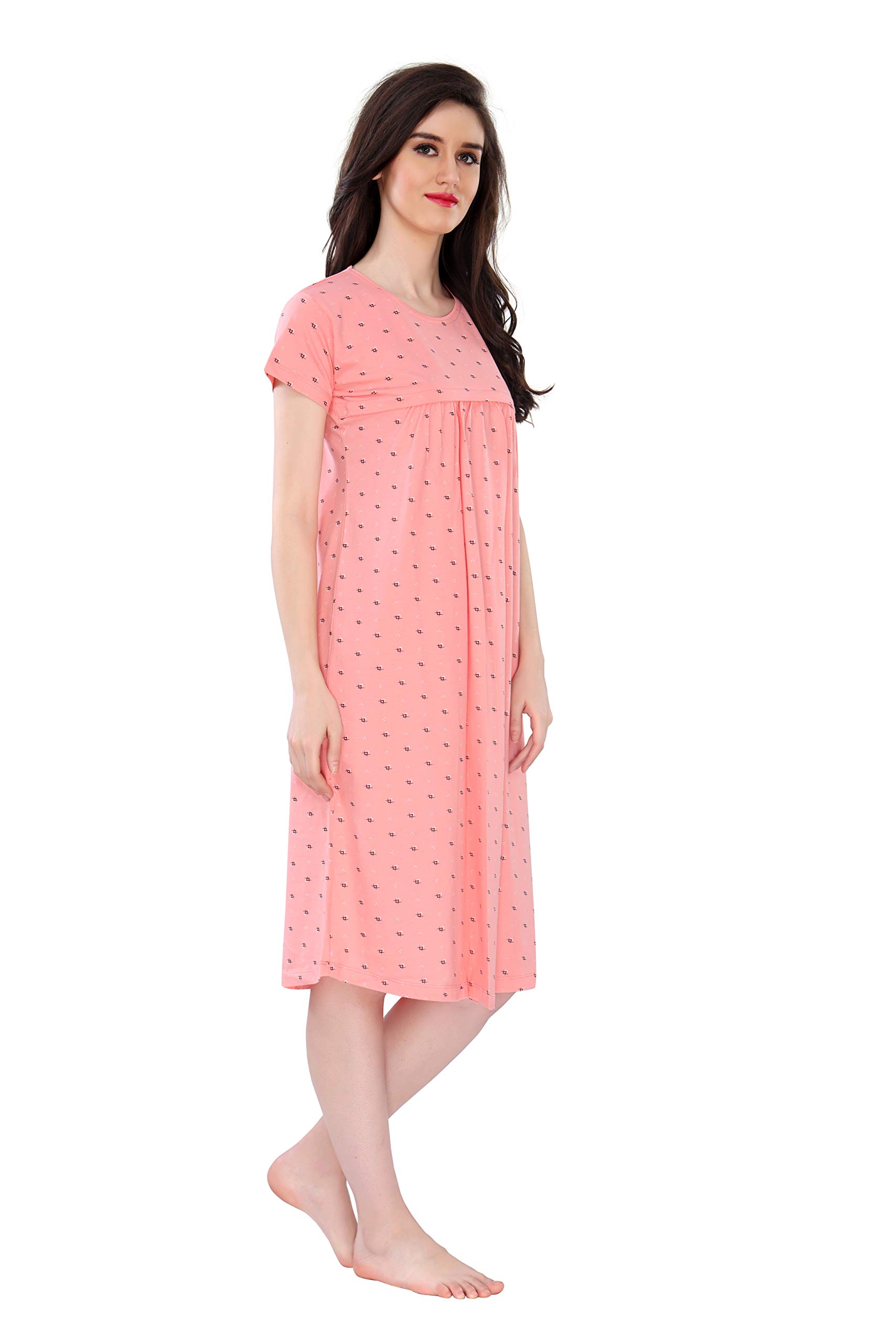 AV2 Women's Cotton Floral Knee Length Nighty (3076BXL_Peach_XL) - Image 8 thumbnail