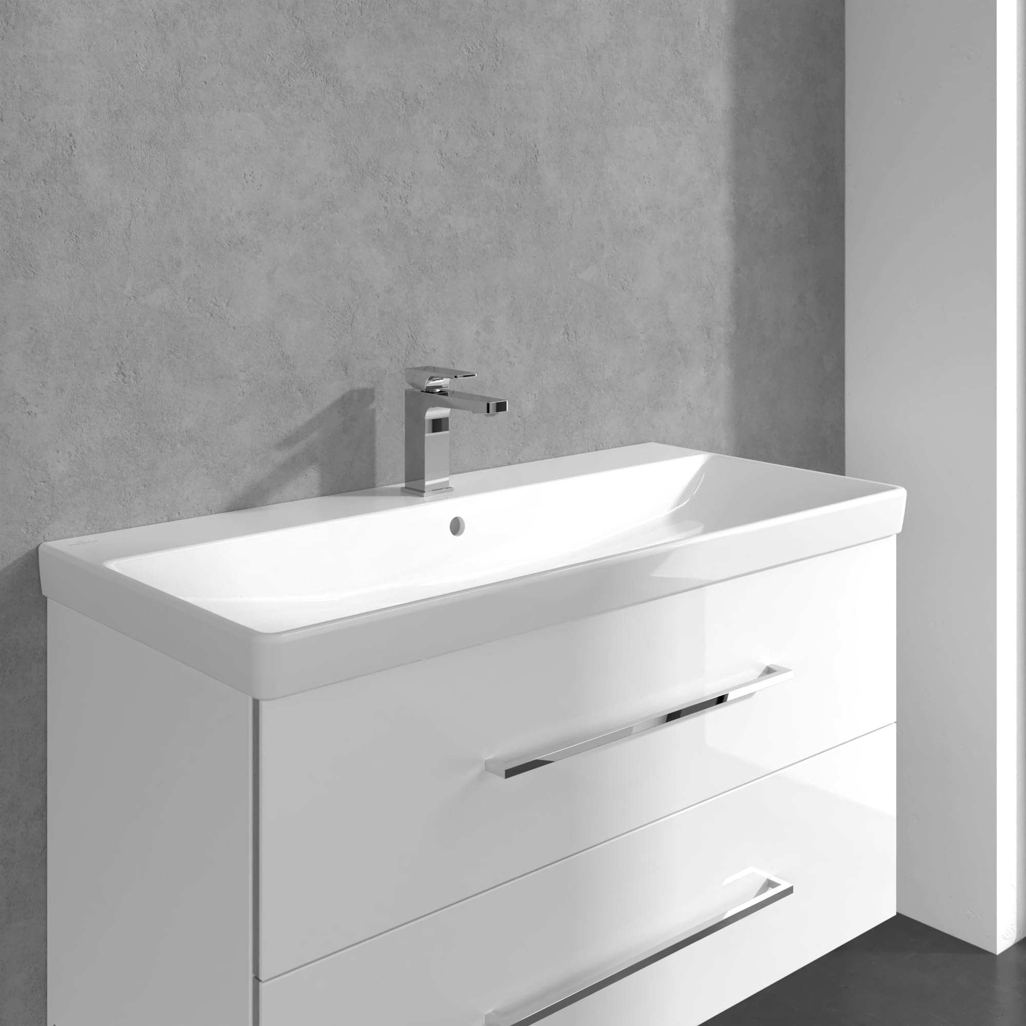 Villeroy & Boch Architectura Square armatura umywalkowa bez zestawu odpływowego, kran łazienkowy z wkładem ceramicznym, bateria umywalkowa, oszczędność wody, wysokość wylewki 113 mm, kwadratowa, chrom