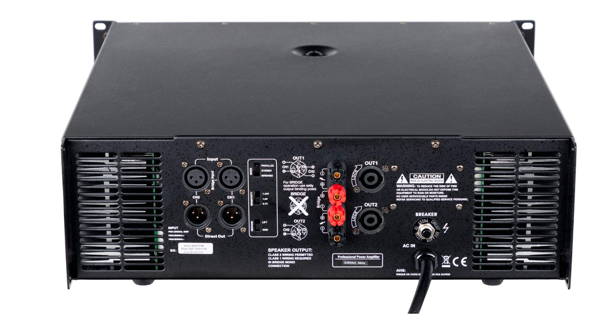 Pronomic XA-1400 Finale - Amplificatore Stereo 2x3000W@2O, ventola automatica, 2 ingressi XLR, 2 uscite XLR parallele, circuiti di protezione, circuito tipo H.