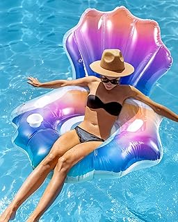 Mugxnem Float Pool Lounger Floats, Pool Inflatable Pool Chair for Adult, Clamshell Adult Pool Float with Handles for Beach Swimming Floaty Summer Party