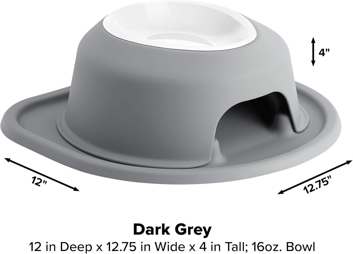 WeatherTech Single High Pet Feeding System w/Plastic Dog/Cat Bowls - 4" High Stand Dark Grey (PSH1604DGDG)