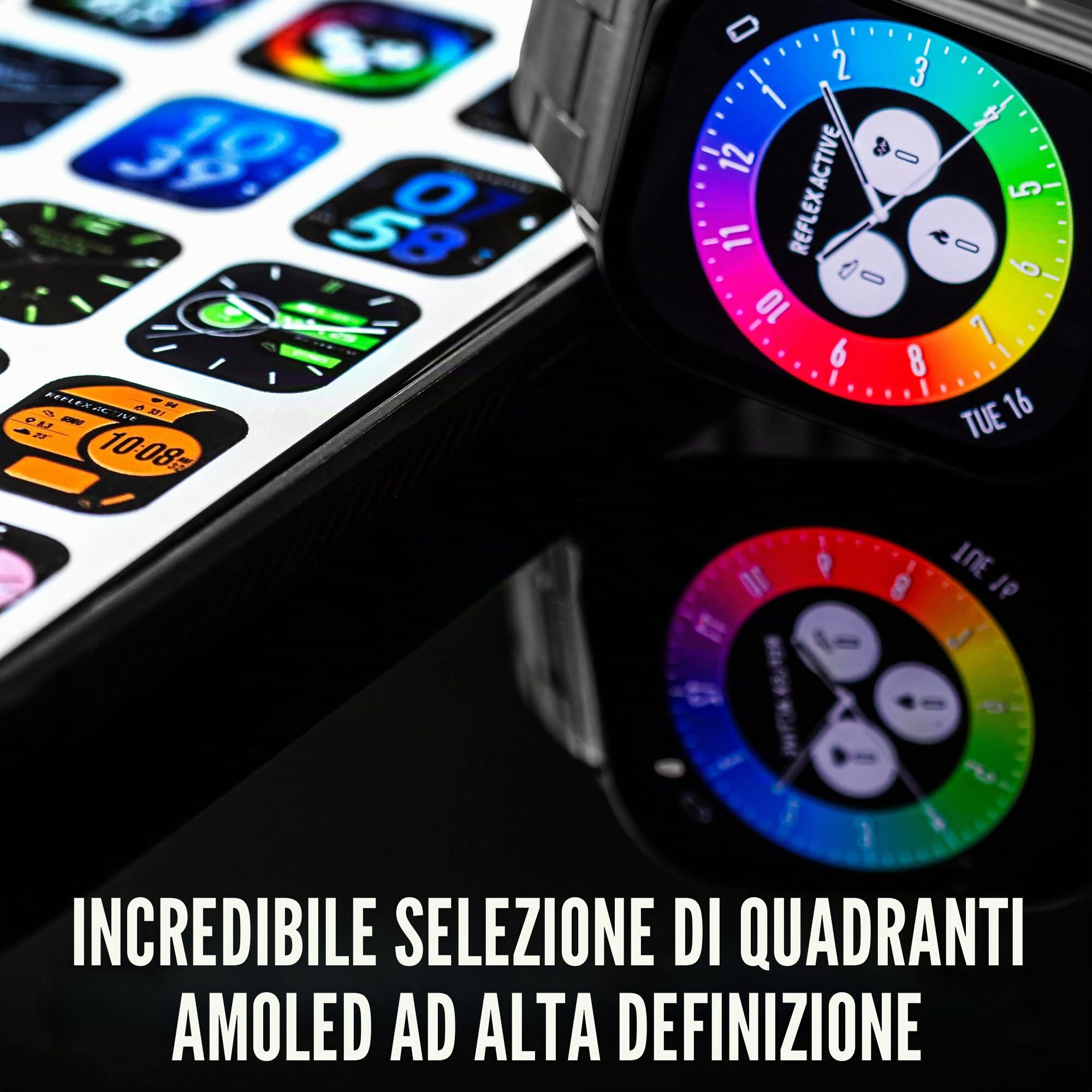 Reflex Active AMOLED Serie 29 Smartwatch da uomo con touch screen da 5,2 cm, cardiofrequenzimetro, misurazione dell'ossigeno nel sangue, impermeabile IP68, fitness tracker per iOS, Android