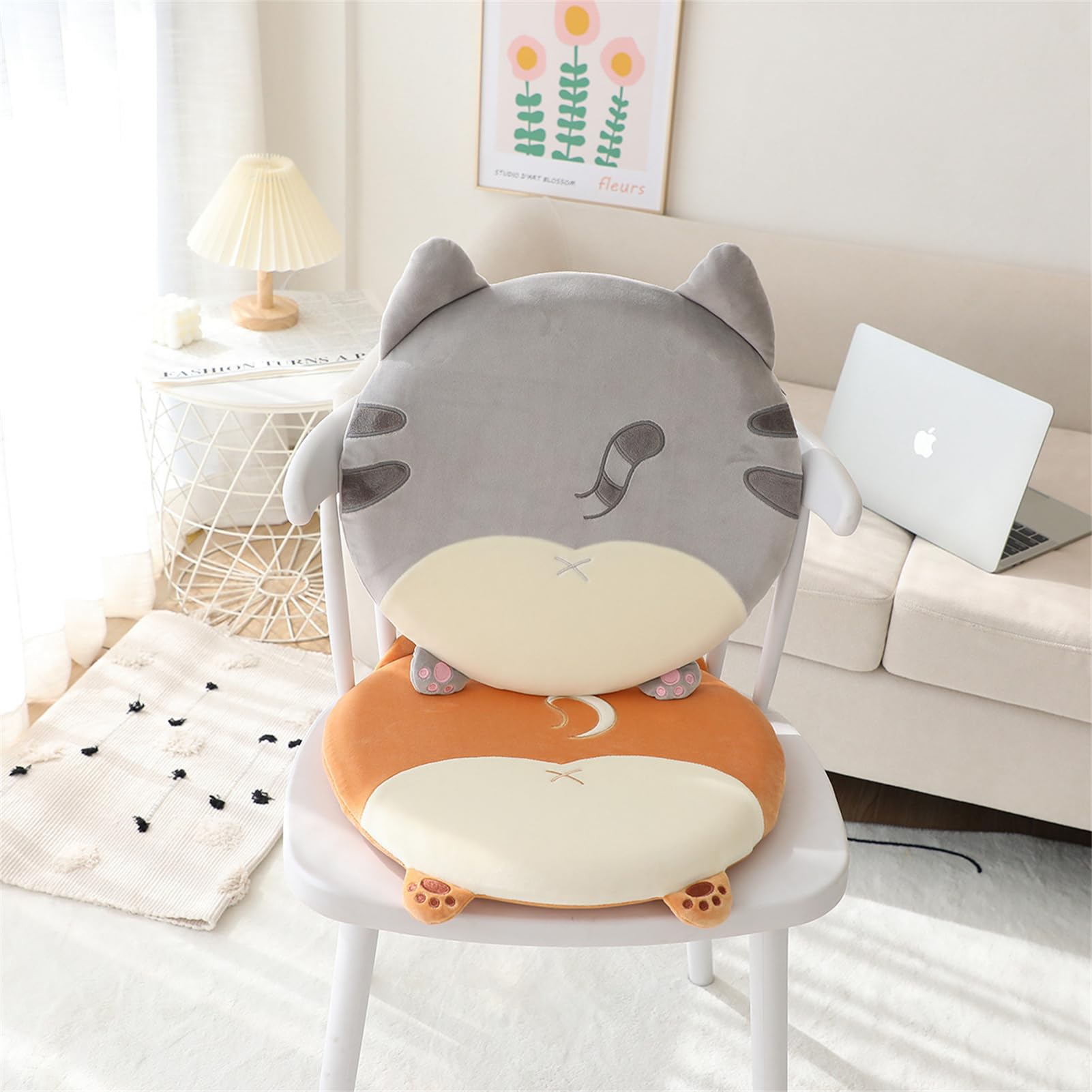 Rundes Stuhlkissen Kinder - Cartoon Memory Foam Sitzkissen 40cm, Dickes Stuhlpolster Mit Abnehmbarem Bezug, Motiv Hai
