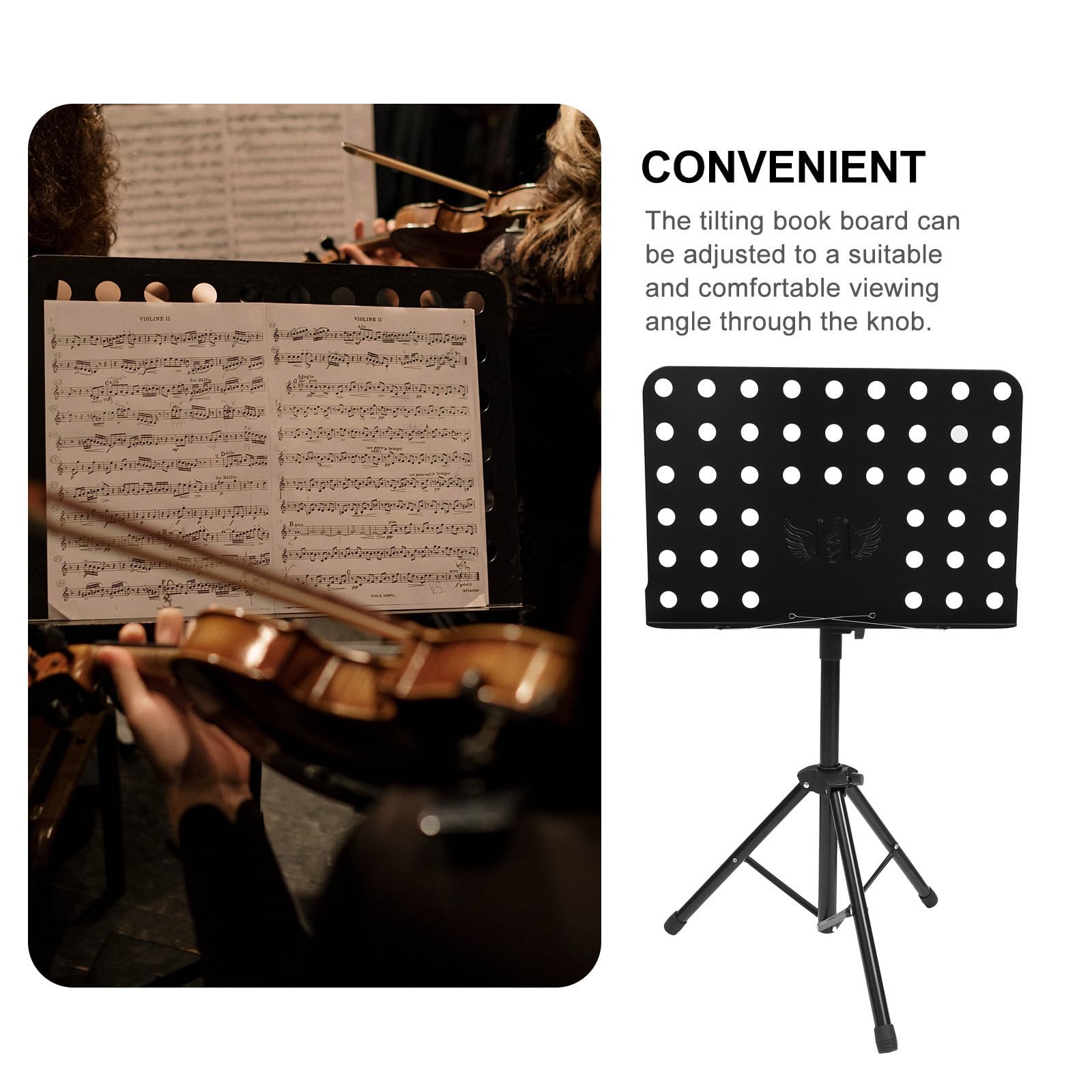 Mikikit Soporte Portátil Multifuncional para Partituras de Guitarra y Violín, Plegable, Ligero y Ajustable en Negro para Presentaciones y Uso en Casa