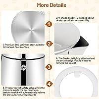 Vista 6 de No Coating 4 Cup Thickened 304 Stainless Steel Moka Pot Stovetop Espresso Maker Italian Coffee Machine 200ml 6.8oz Suitable for Gas Induction