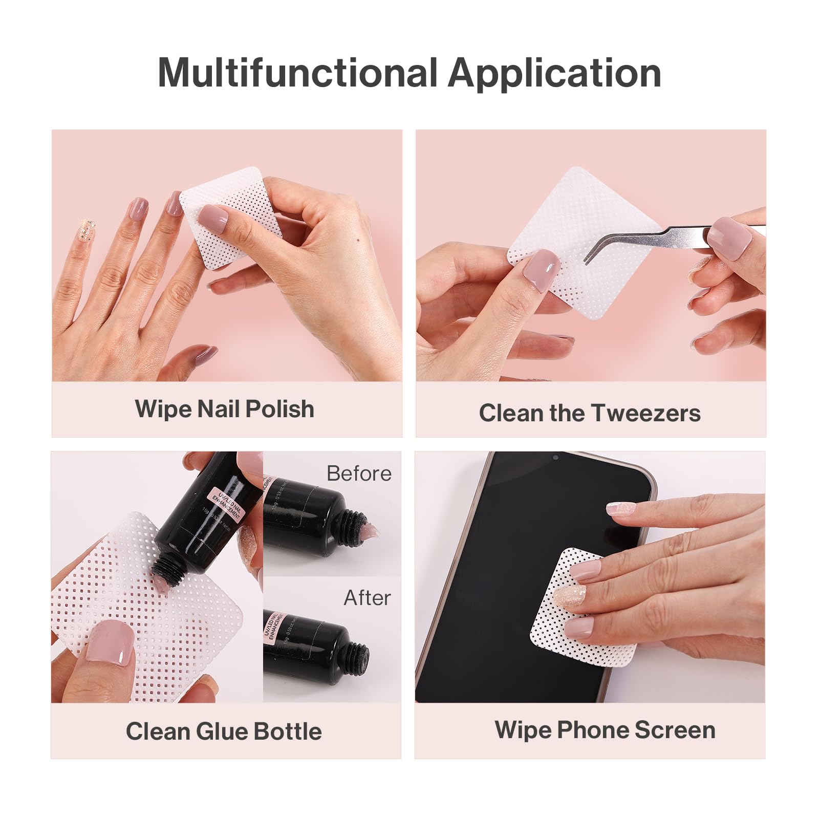 1050 toallitas de uñas sin pelusas, súper absorbentes, suaves, no tejidas, para quitaesmalte de uñas y toallitas de extensión de pestañas para arte de uñas 5