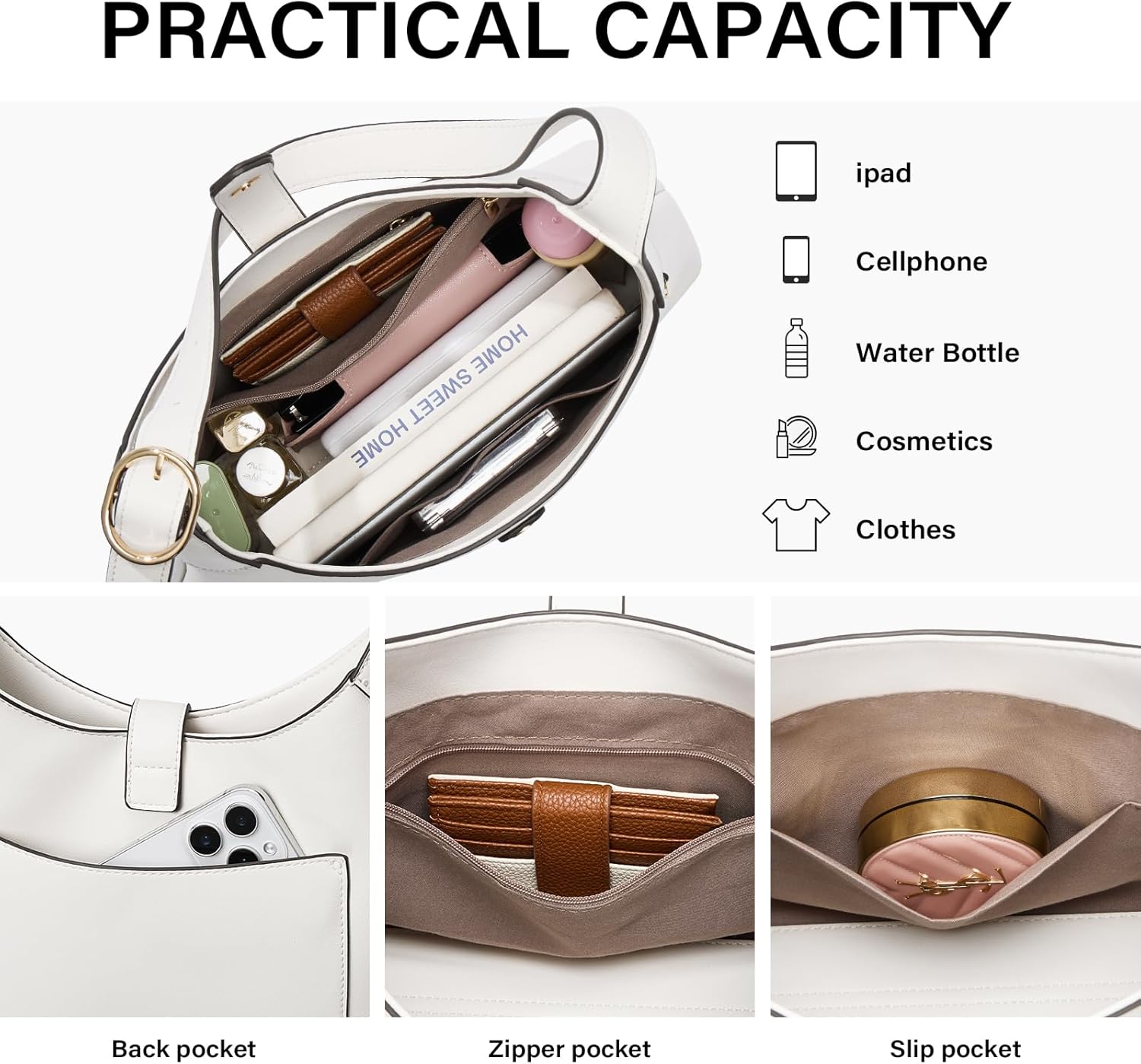 CLUCI Womens Purses and Handbags, Soft Vegan Leather Hobo Bags with Adjustable Strap, Lightweight Slouchy Shoulder Bag - Image 4