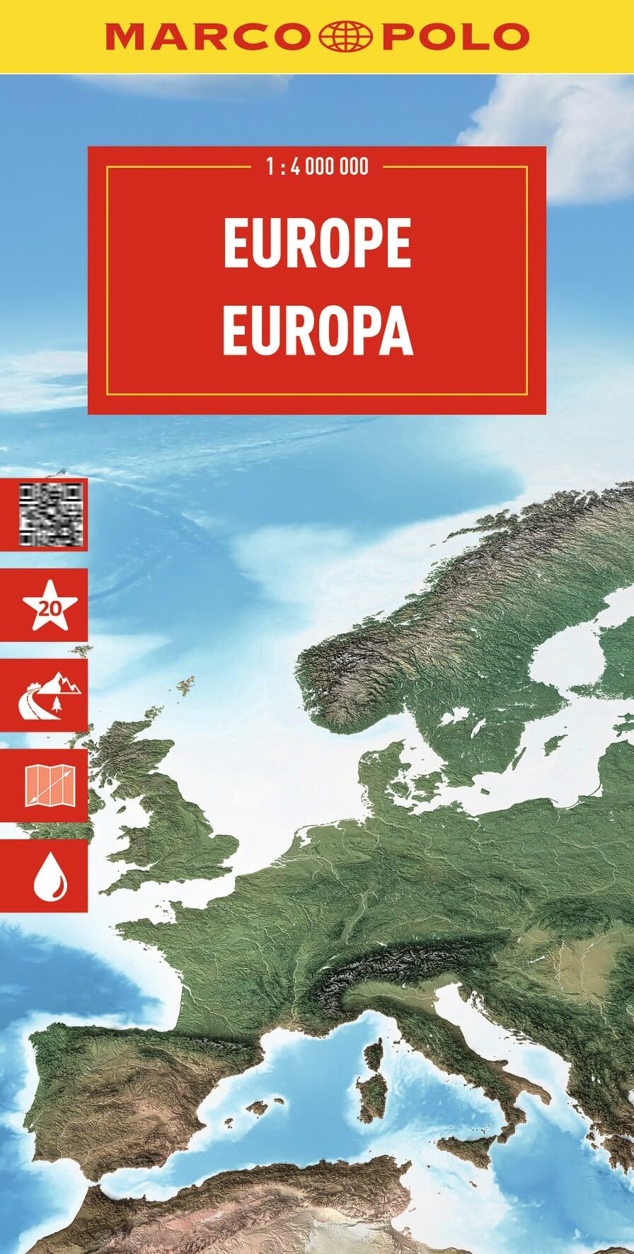 Marco Polo Europe Road Map: Travel Map for Road Trips with Top Sights and Scenic Routes (Folded Map)