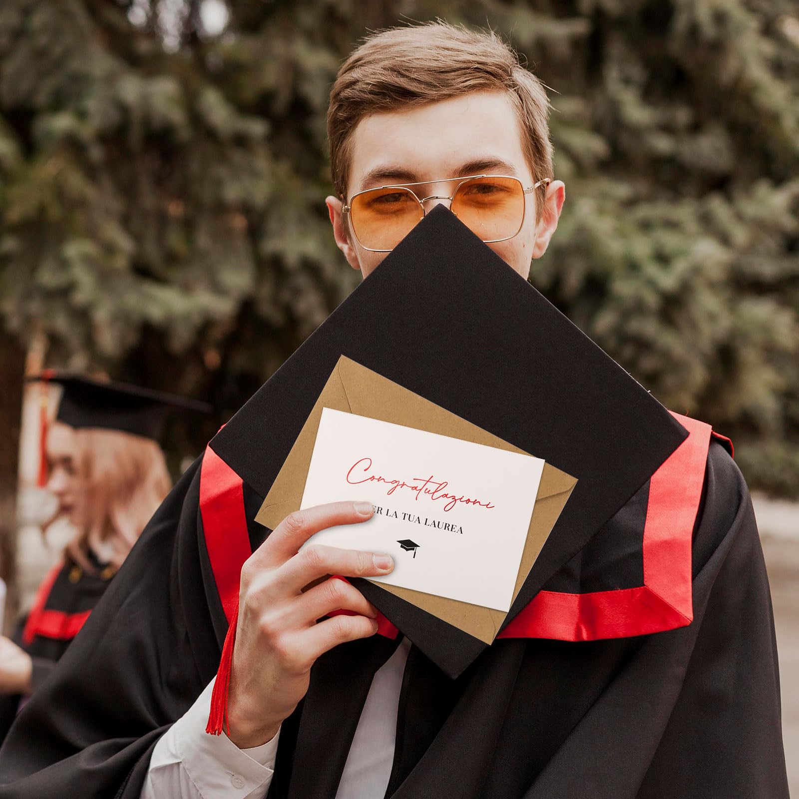 Biglietto Di Auguri Per Laurea - Con Busta In Carta Kraft, Design Elegante Con Cappello - Per Festa O Inviti - Foto 10