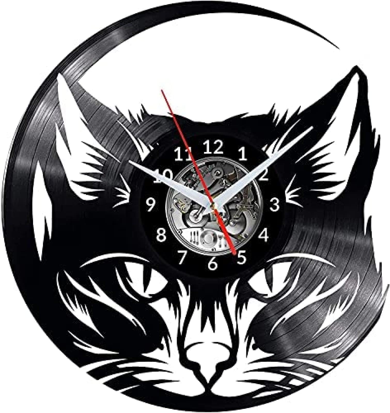Orologio Da Parete A Forma Di Gatto In Vinile 30 Cm Con Luci LED E Telecomando – Regalo Per Amanti Degli Animali - 4