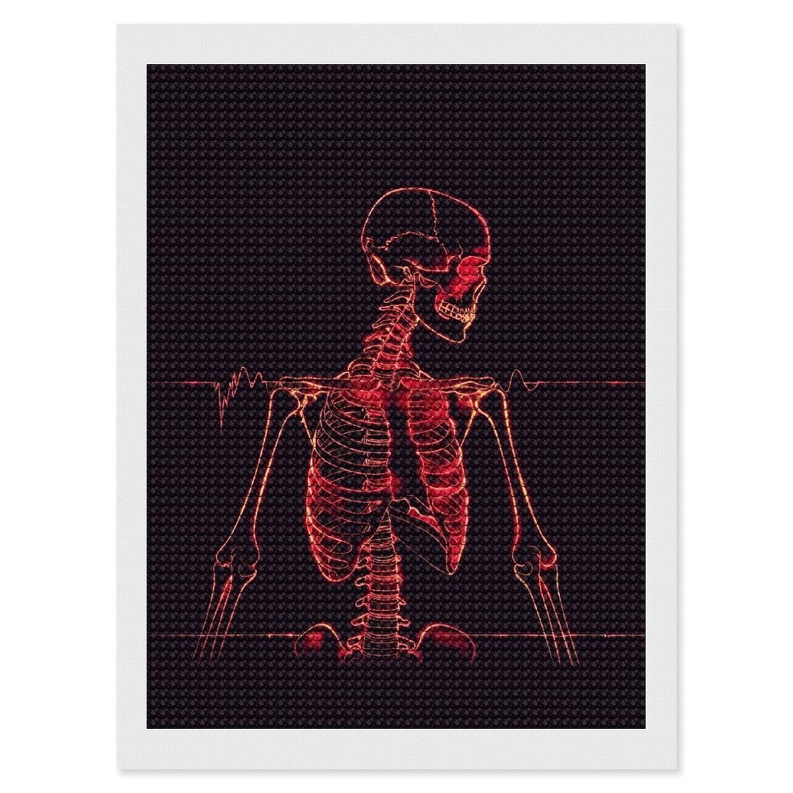 FodPand Diamond Art Kits for Adults, 5D Aurora Diamond Painting Kits for Beginners, Human Skeleton Lines DIY Full Drill Dots Gem Art Paint Crafts for Home Wall Decor 12"x16"