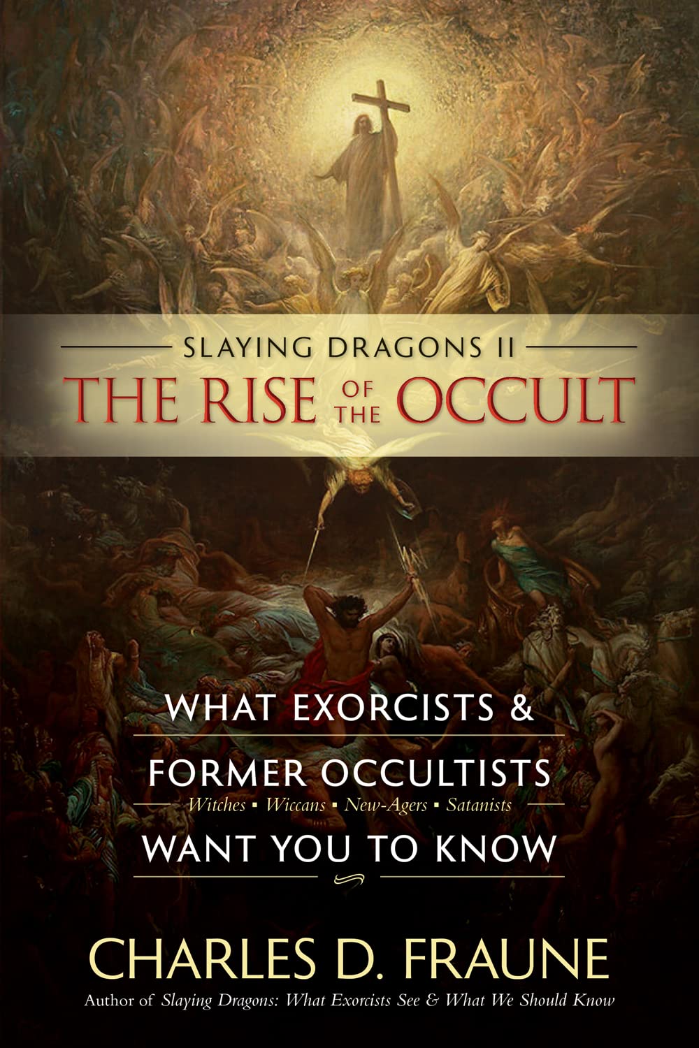 Image shows Christ holding his cross, and the light of which is defeating the forces of evil, depicted as hordes of soldiers.