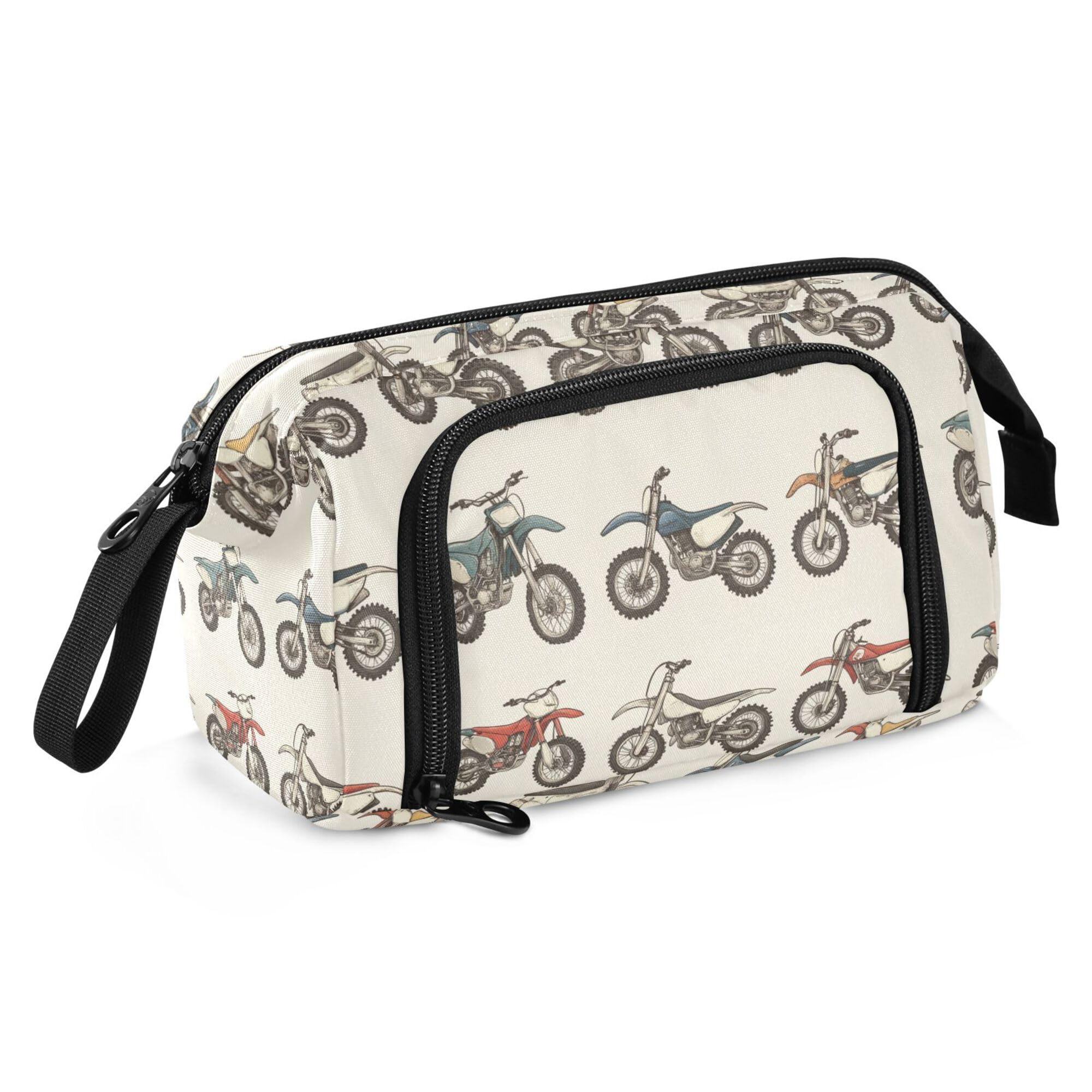 Fisyme Vintage Dirt Bikes Pencil Case Large Capacity Pen Bags Box Big Makeup Pouch Organizer