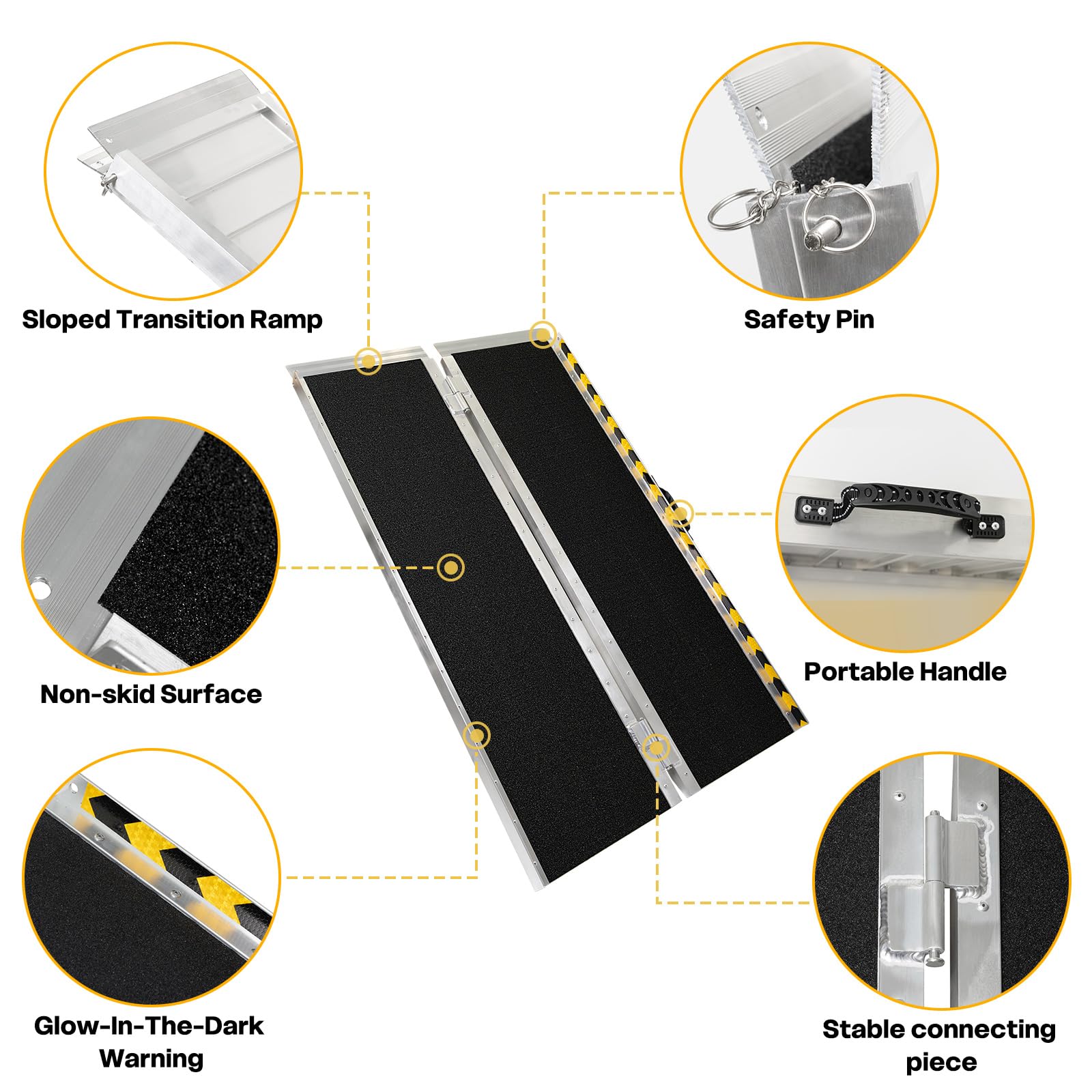 Vie Triomphe - Rampa portátil para silla de ruedas de 4 pies con asa, rampas plegables de aluminio antideslizante para entrada en casa, rampas de umbral para puertas, rampas para escalones
