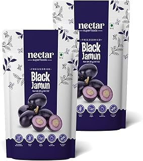Nectar Superfoods Freeze Dried Black Jamun Slices No Sugar & Preservatives Vegan Gluten Free Healthy Fruit Snack Camping Party Essential 0.7 Oz (20gram) Pouch Pack Of 2 Nos