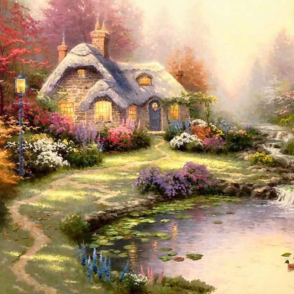 ESOOR 5D DIY Diamond Painting, Cross Stitch DIY Diamond Painting Kits Arts Village 12X12 Inches