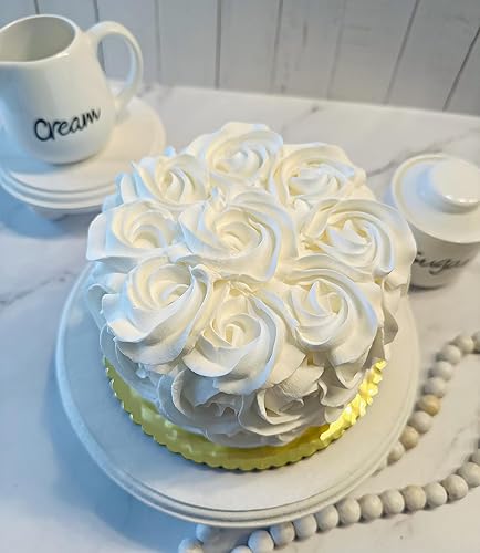 Miniatura 4 de Pastel falso de roseta blanca hecho a mano por Dezicakes- Pastel falso - Pastel artificial