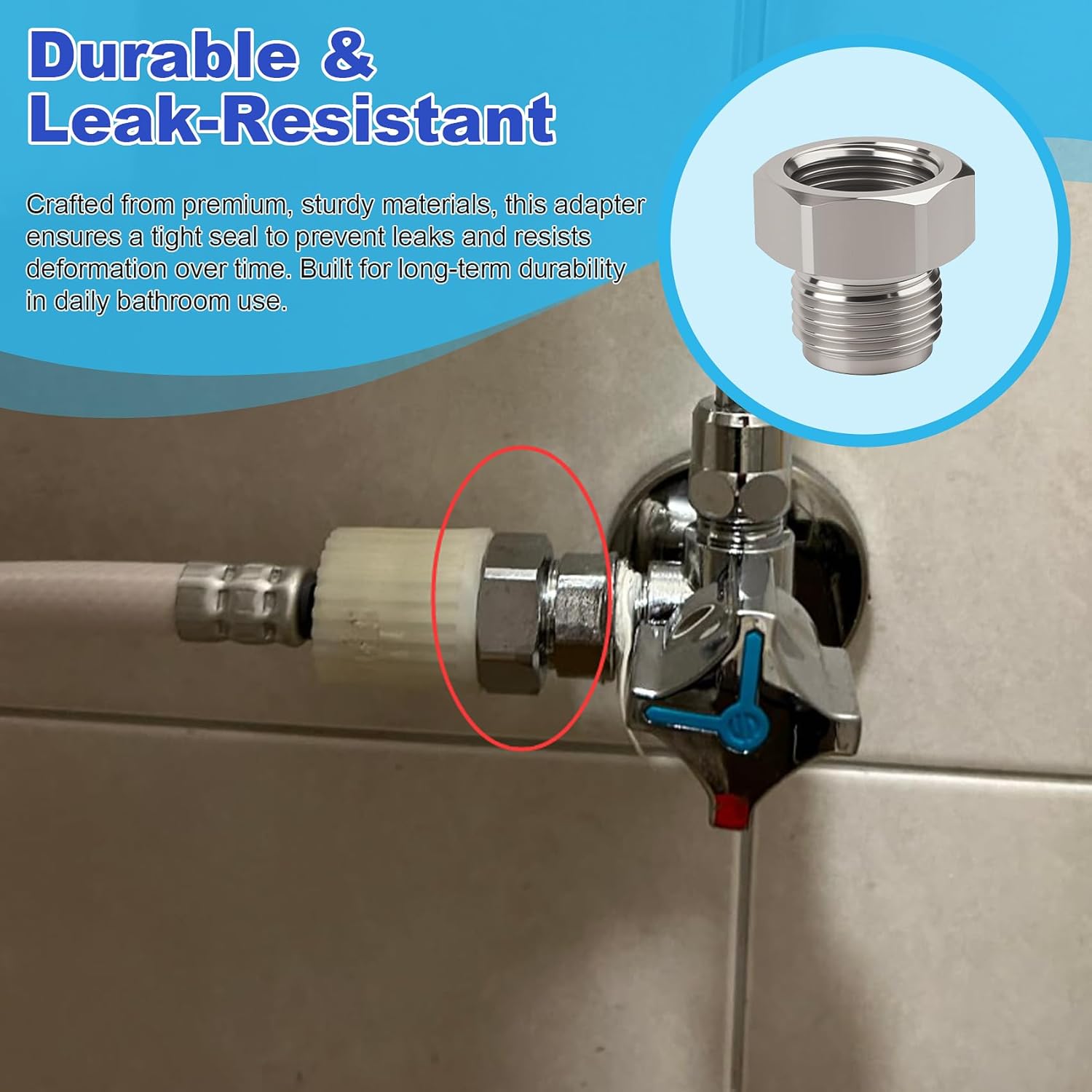 TTHP3141 1/2"Adapter Compatible with Toto Washlet C5,SW583,S350E,SW3036, 550e,SW3345 washlet and others,with Rubber Washer (1-PACK)