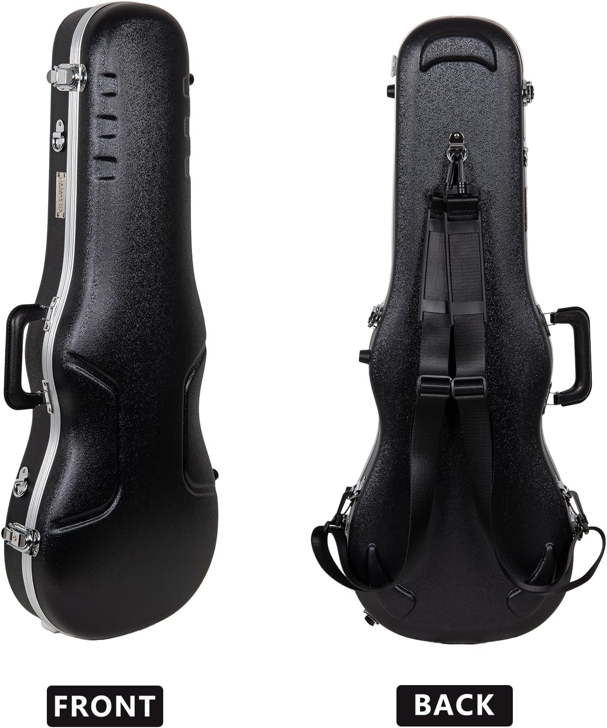 Crossrock Shaped Violin Case for 4/4 Full-Size Violin | Interior Accessory Compartment, 2 Bow Holders, Security Lock, Detachable Shoulder Straps - Black (CRA880VFBK)