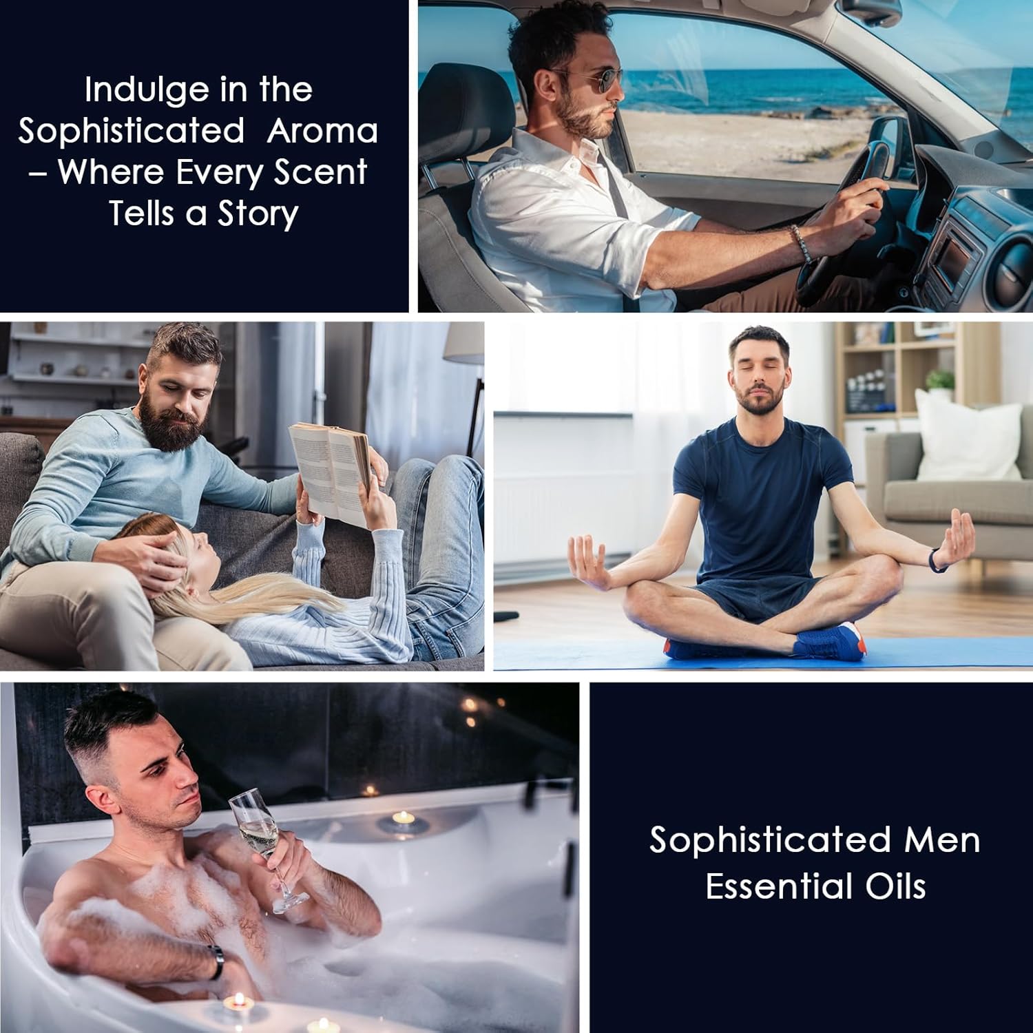 Men Essential Oils Set - TOP 6 Gentlemen's Fragrance Oil for Diffuser, Candle & Soap Making - Tobacco and Bay Leaf, Kentucky Bourbon, Galactic Skies, Scotch Whisky, Birchwood Oud - Image 5