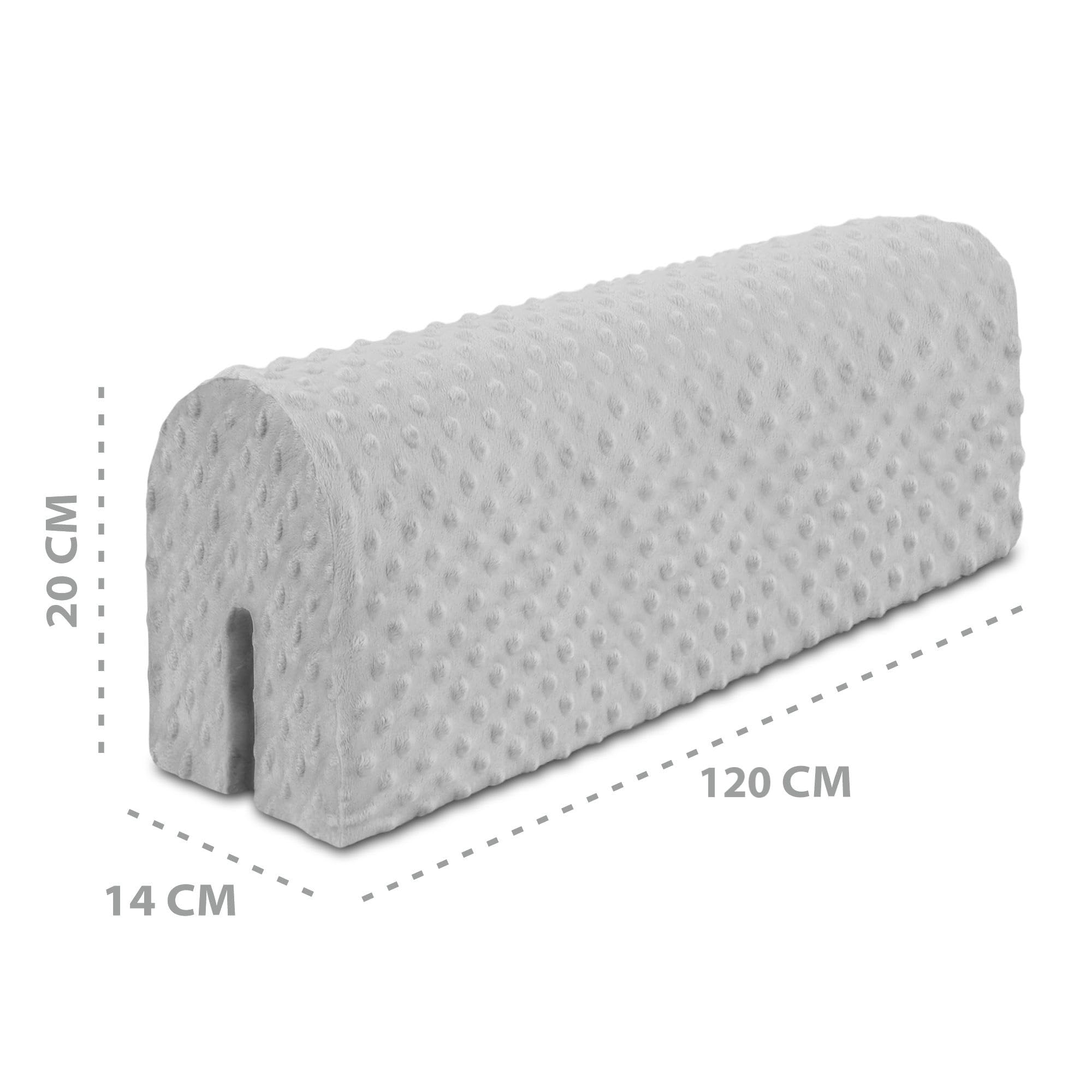Totsy Baby Paracolpi lettino neonato antisoffoco 120 cm - Protezione schiuma per lettino fasciatoio e culla per i bordi del letto o della culla per bambini da 1 a 3 anni Grigio Chiaro
