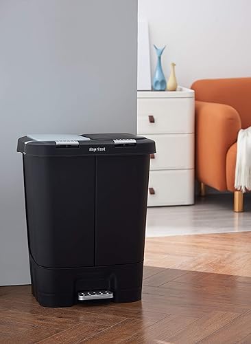 Miniatura 11 de Step N' Sort SNS402-B - Papelera doble de 11 galones con tapa de cierre lento, color negro, 40 litros