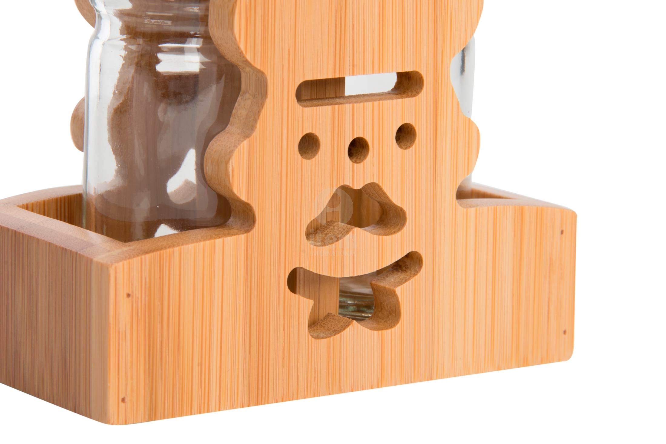 Set Salière + Poivrière Verre dans Support Bois Design déco Chef Cuisinier