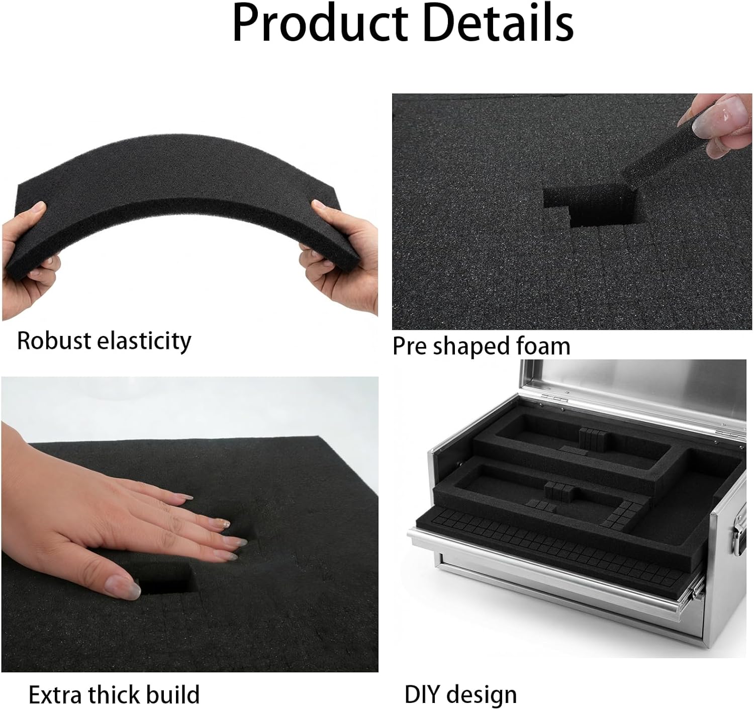 10 Pcs Pick and Pluck Foam Sheets Polyethylene Pre Cubed for Storage, Toolboxes, Crafts, Interlocking Cases (3 Sizes)