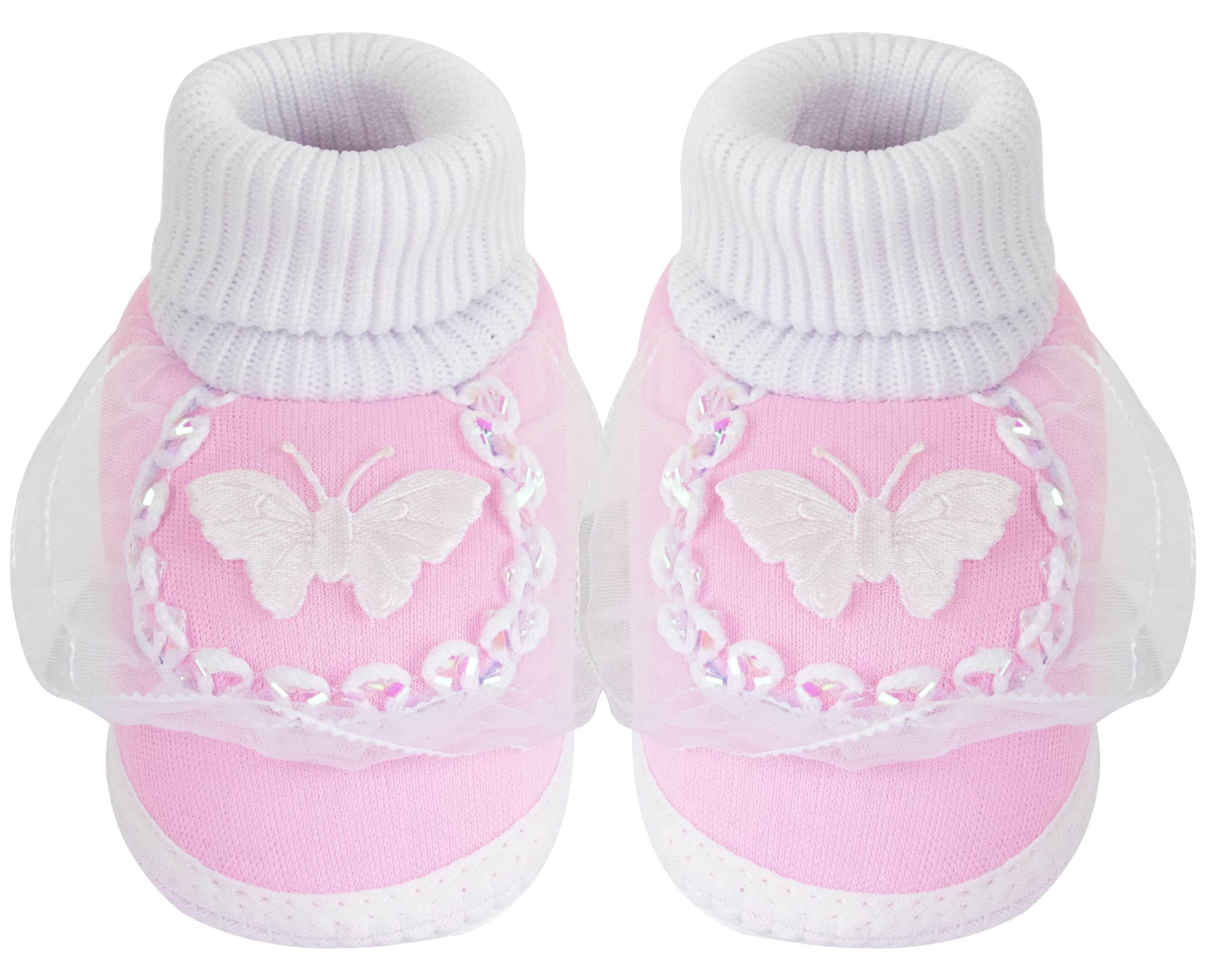 Neska Moda Unisex-Baby's Soft Booties for 6 to 12 Months (White Pink, 12 Cm Length) 4