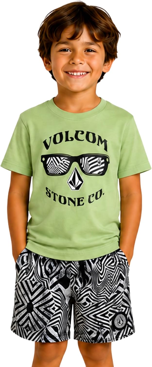 Volcom Baby Boys Swim Set 2-Piece Short Sleeve Tee Quick Dry Board Shorts image 2