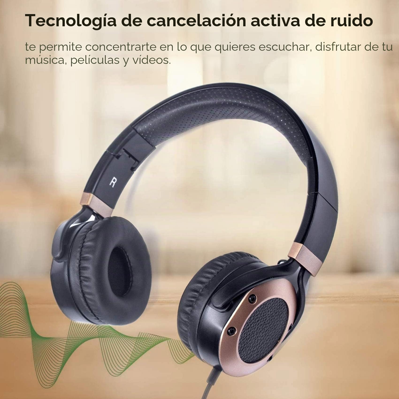Auriculares con cancelación de ruido activo con micrófono y adaptador de avión, auriculares de viaje plegables y ligeros, auriculares con cable de alta fidelidad y graves profundos con funda de