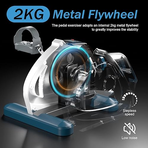 Miniatura 9 de TECHMOO Under Desk Bike Pedal Exerciser Portable Mini Home Exercise Bike with 5LBS Flywheel Sitting Peddler Exerciser for Seniors Legs and Arms