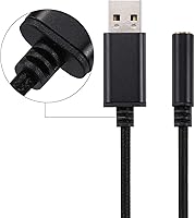 Vista 2 de Cable adaptador de auriculares de audio USB a conector de 0.138 in de 0.6 pies, tarjeta de sonido estéreo externa compatible con auriculares USB a