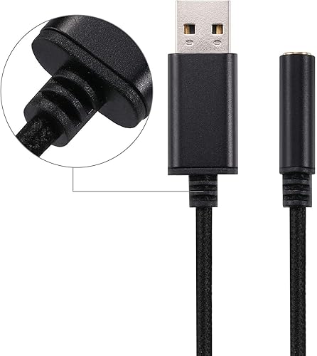 Miniatura 2 de Cable adaptador de auriculares de audio USB a conector de 0.138 in de 0.6 pies, tarjeta de sonido estéreo externa compatible con auriculares USB a