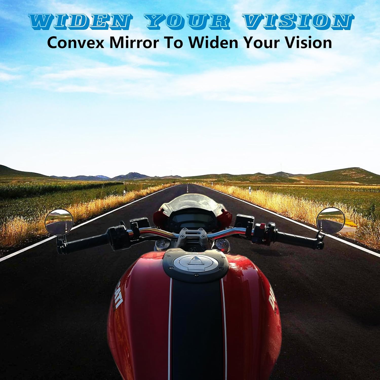 Clear Glass Motorcycle Bar End Mirrors Universal 7/8" Handlebar CNC Aluminum Rear View Mirrors for Honda Kawasaki Yamaha Suzuki Scooter ATV (Pair)