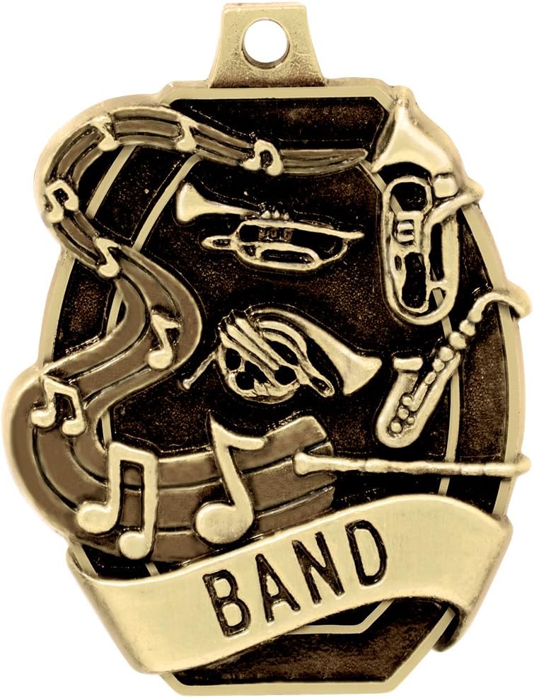 Crown Awards Music Medals- 2" Gold Band Medals