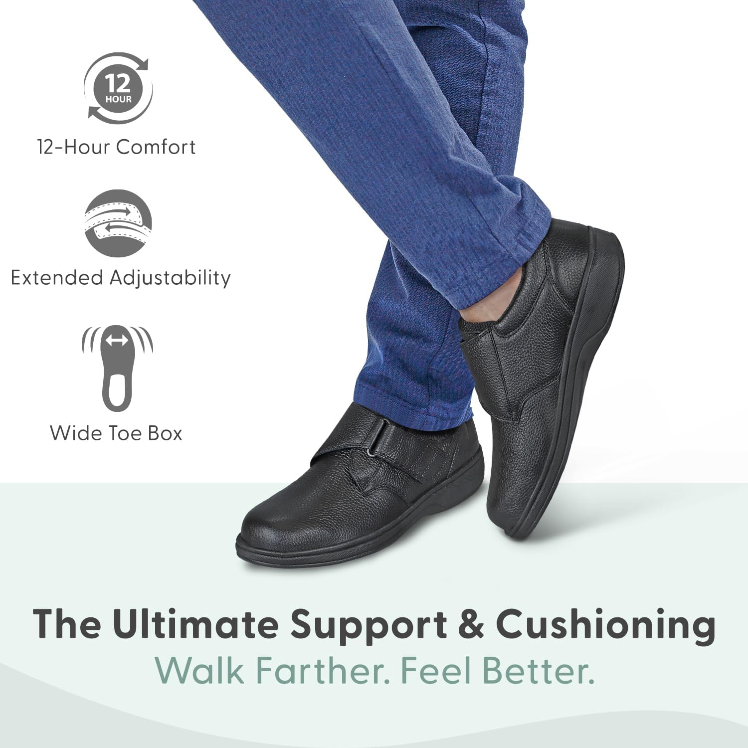 Orthofeet Men's Orthopedic Broadway Adjustable Leather Dress Shoe