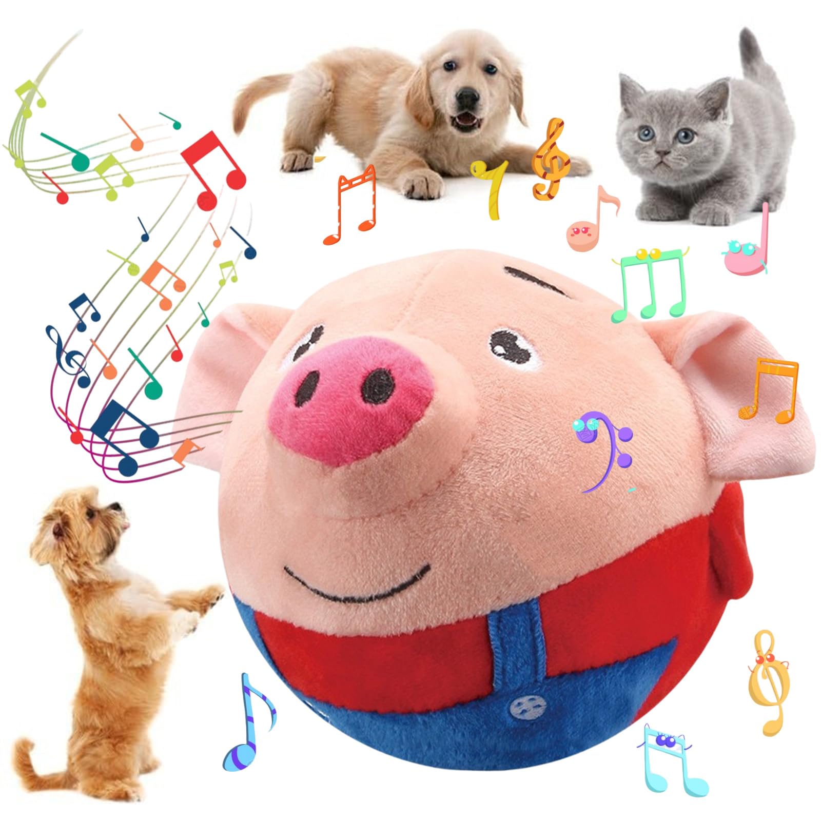 Geojec Interactive Dog Toys,Jumping Squeaky Dog Toys with Recording and Music Modes,Activated Dog Toy Moving Dog Toy for Small/Medium/Large Dogs to