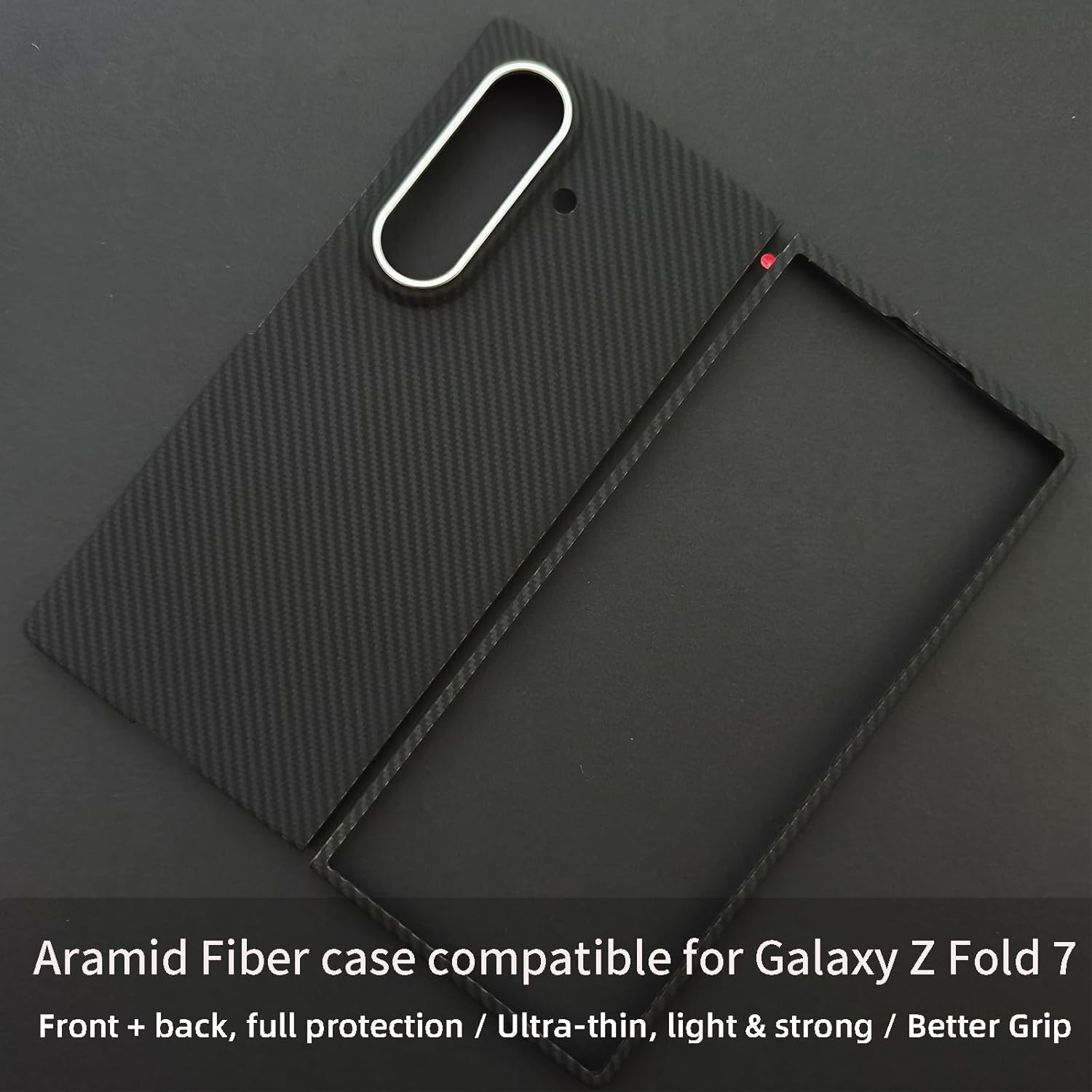 Sisyphy Aramid Fiber Case for Samsung Galaxy Z Fold 7 with Carbon Fiber Texture (Black 600D), Super Slim Protective Cover Skin, Soft Touch Sturdy Durable Snap-on Back Cover