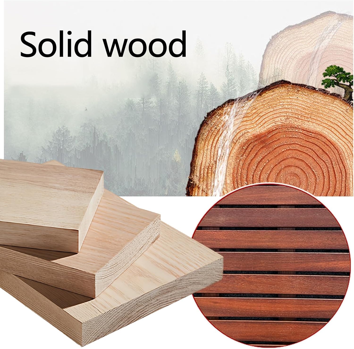 W50xL50cm, W70xL80cm, W70xL120cm, Wooden Floor Mat Square Large, Non Slip Shower Bathtub Mat, Eco-Friendly Natural(W65xL65cm)