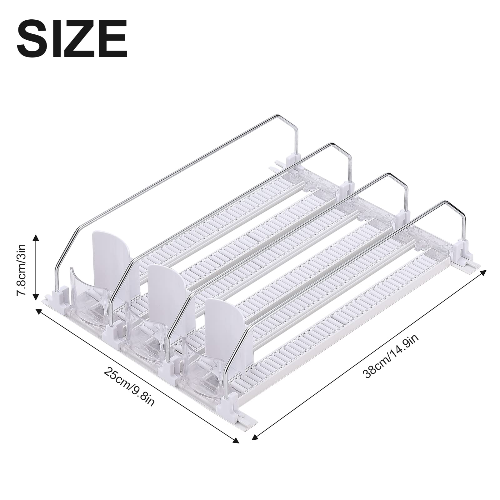 Dispensador de Bebidas para Frigorífico, Organizador de Latas de Refrescos Autoempujable para Frigorífico, Organizador de Latas de Refrescos, Contenedor de Alimentos Enlatados,(38cm 5PCS)
