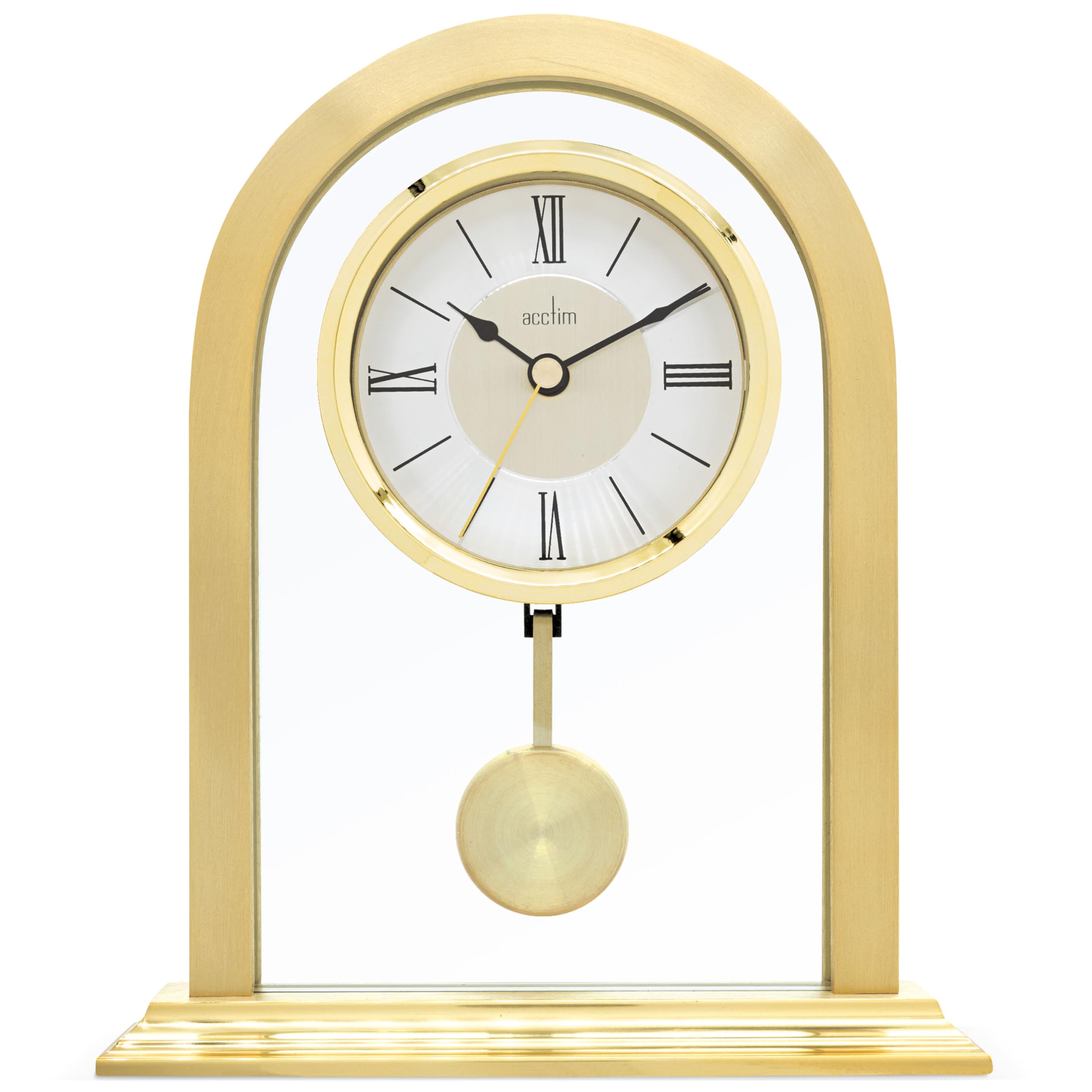 Acctim 36938 Colney Stylish Metal and Glass Pendulum Quartz Mantel Table Clock in Gold