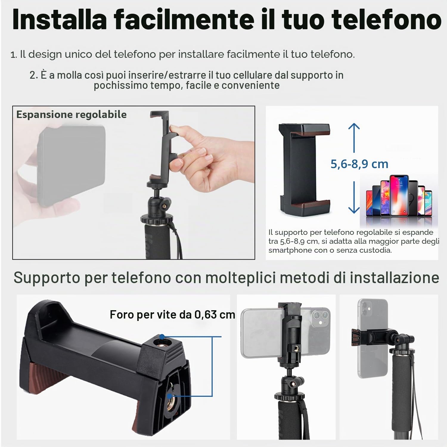koolehaoda Fotocamera Monopiede 6 sezioni Compatto portatile Fotografia Lega di alluminio Unipiede Stick, max. Caricare 10 kg, la dimensione pieghevole è di soli 39 cm (nero koolehaoda Fotocamera Monopiede 6 sezioni Compatto portatile Fotografia Lega di alluminio Unipiede Stick, max. Caricare 10 kg, la dimensione pieghevole è di soli 39 cm (nero
