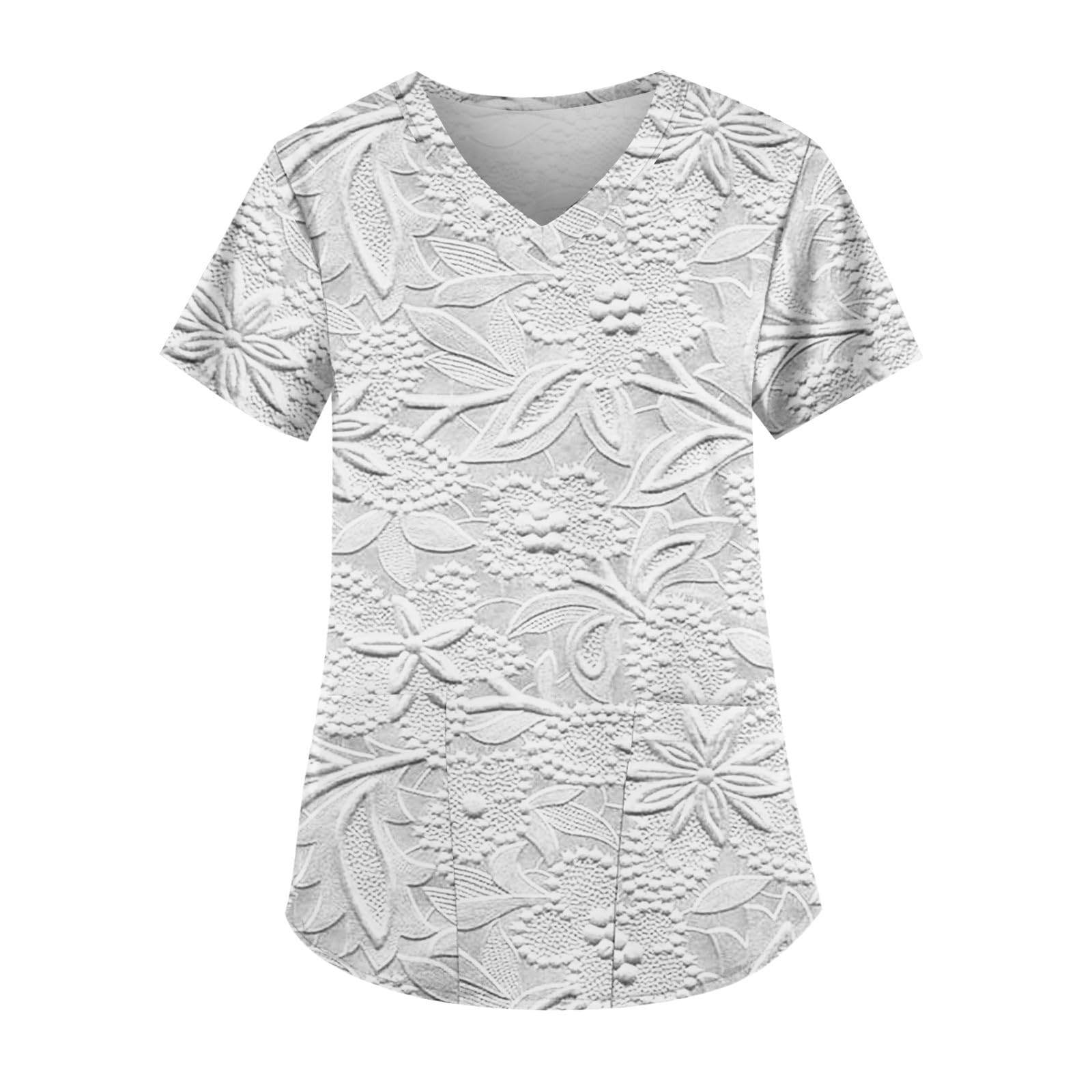 Scrub Tops Women Women V Neck Nurse Uniforms Plus Size Cute Scrubs Floral Print Gifts Tops with Pockets