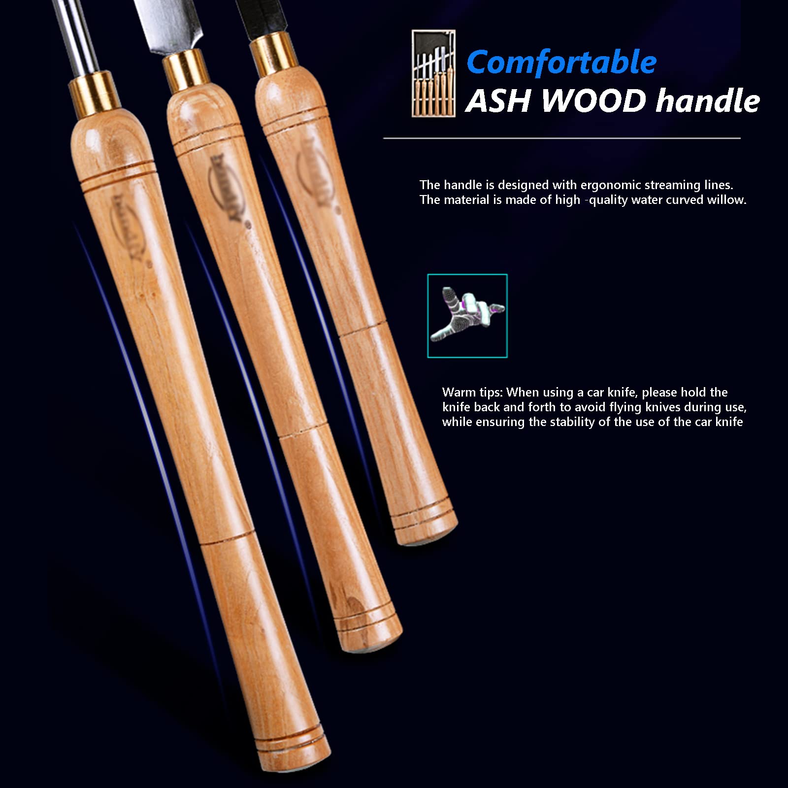 6 Pezzi Set Di Scalpelli Per Legno, Utensili Per Tornitura Del Legno, Scalpello Per Tornio in Acciaio HSS Con Scatola Di Legno, Set Di Sgorbia Per Hobbisti Professionisti Carpentieri