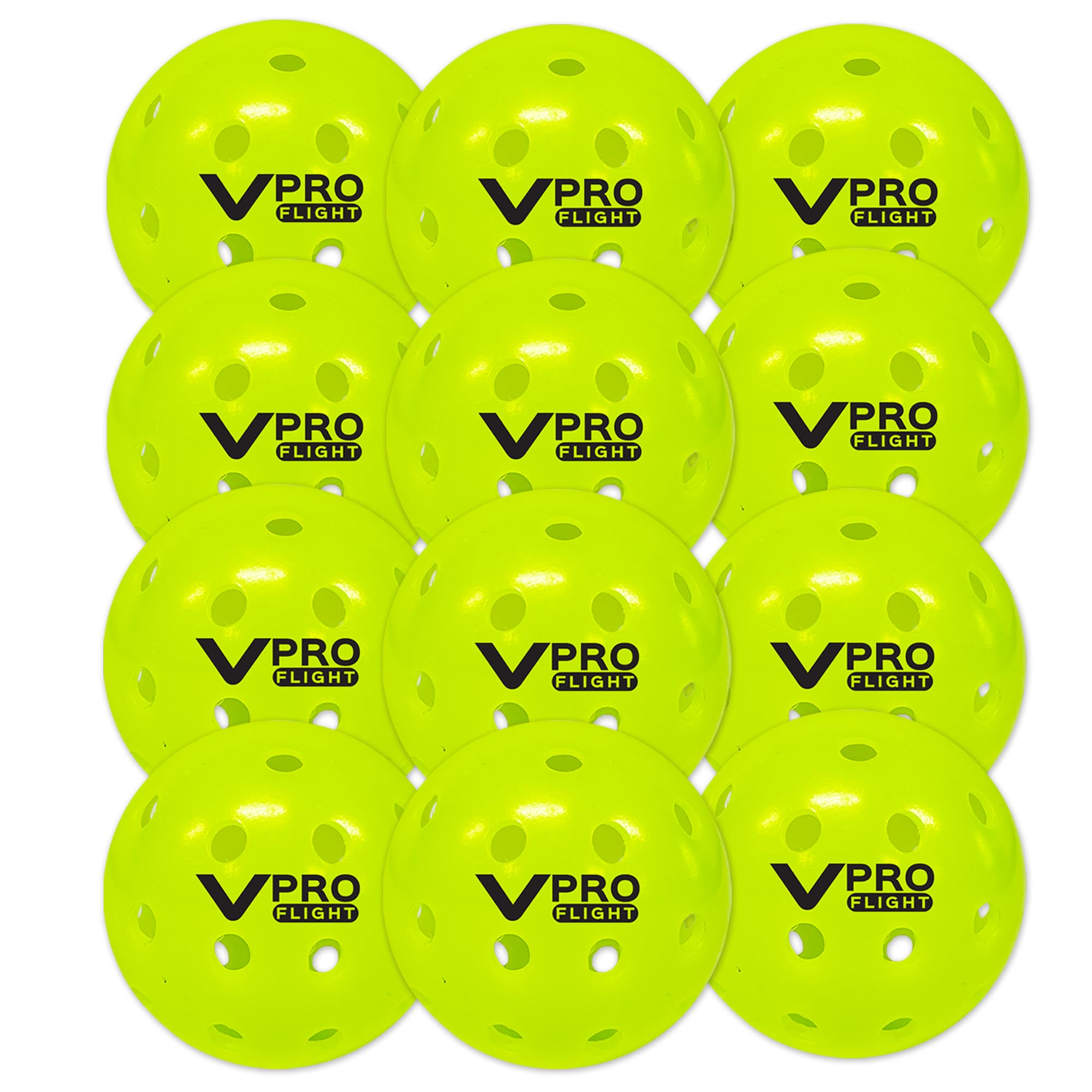 Vulcan | VPRO Flight Outdoor Pickleball Official Ball of The PPA Tour & MLP | 3, 6, 12, 36 & 100 Ball Pack | Hi-Vis Yellow
