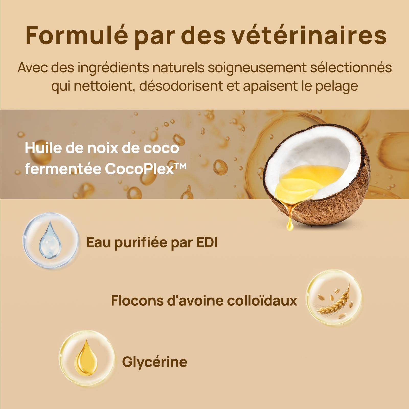 HICC PET Gants de Nettoyage pour Chiens et Chats, 20 Lingettes Humides Double Face pour Le Toilettage et Les Pattes, sans Rinçage, Formule à l'huile de Coco pour Peau Sensible, Parfum Coco