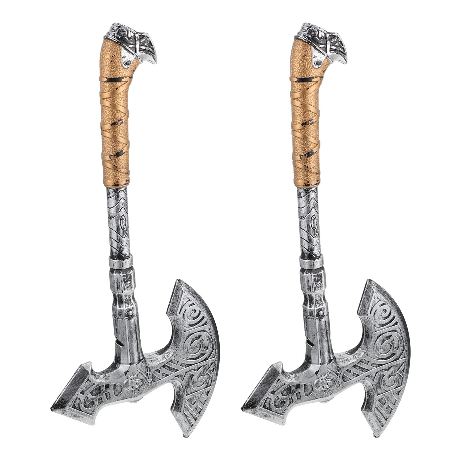 Homoyoyo 2PCS Viking Axe Props,Halloween Cosplay Fake Axe with Handle for Halloween Dress Up Accessories Cosplay Props Masquerade Carnival Party Accessories
