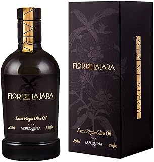 FLOR DE LA JARA Premium Extra Virgin Olive Oil from Spain, First Cold Pressed, Monovarietal Arbequina, Hand-Harvested Olives, Family-Owned Grove, Low Acidity (0.1%) - 8.45 fl oz (250ml)